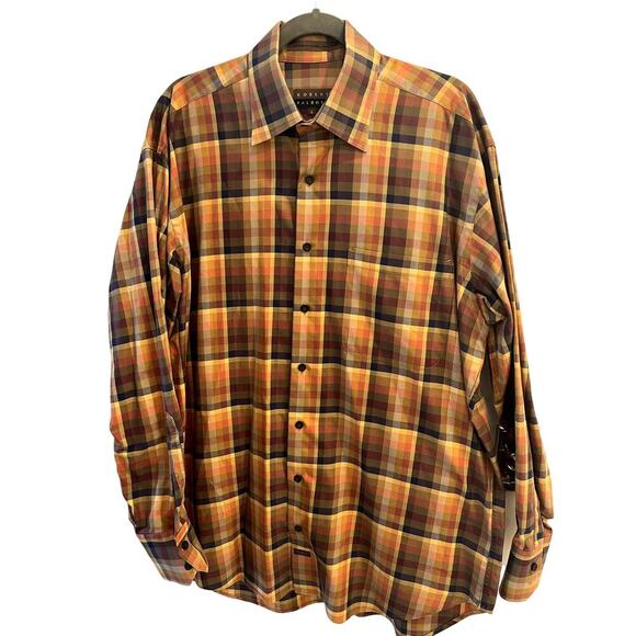Robert Talbott Size Large Plaid Check Fall Colors Button Up GOREGOUS - Picture 1 of 8